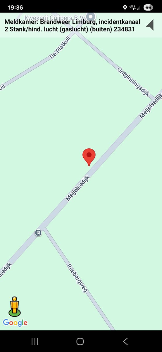 Gaslucht buiten op Meijelsedijk in Ospel