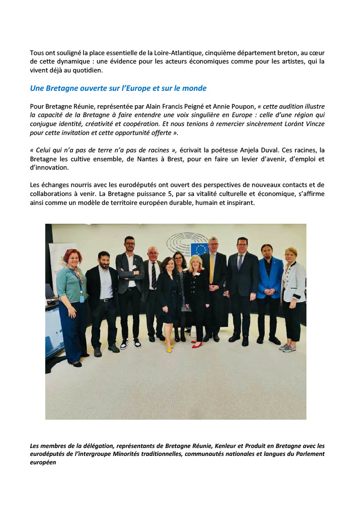 A l’initiative de Bretagne Réunie, Kenleur et Produit en Bretagne <a href="/produitenbzh/">Produit en Bretagne</a> ont fait vivre la Bretagne à 5 au Parlement européen !