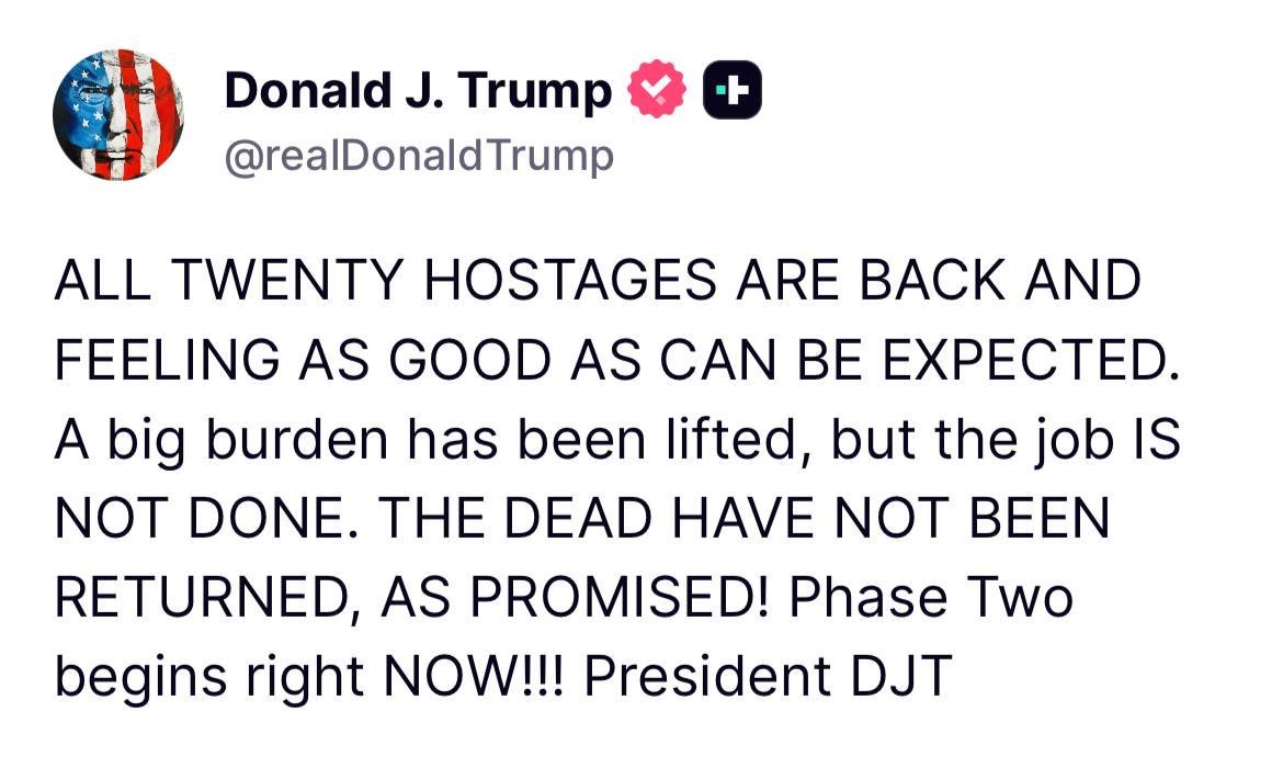 Trump says Hamas hasn’t released the bodies of all the hostages as was promised in the deal