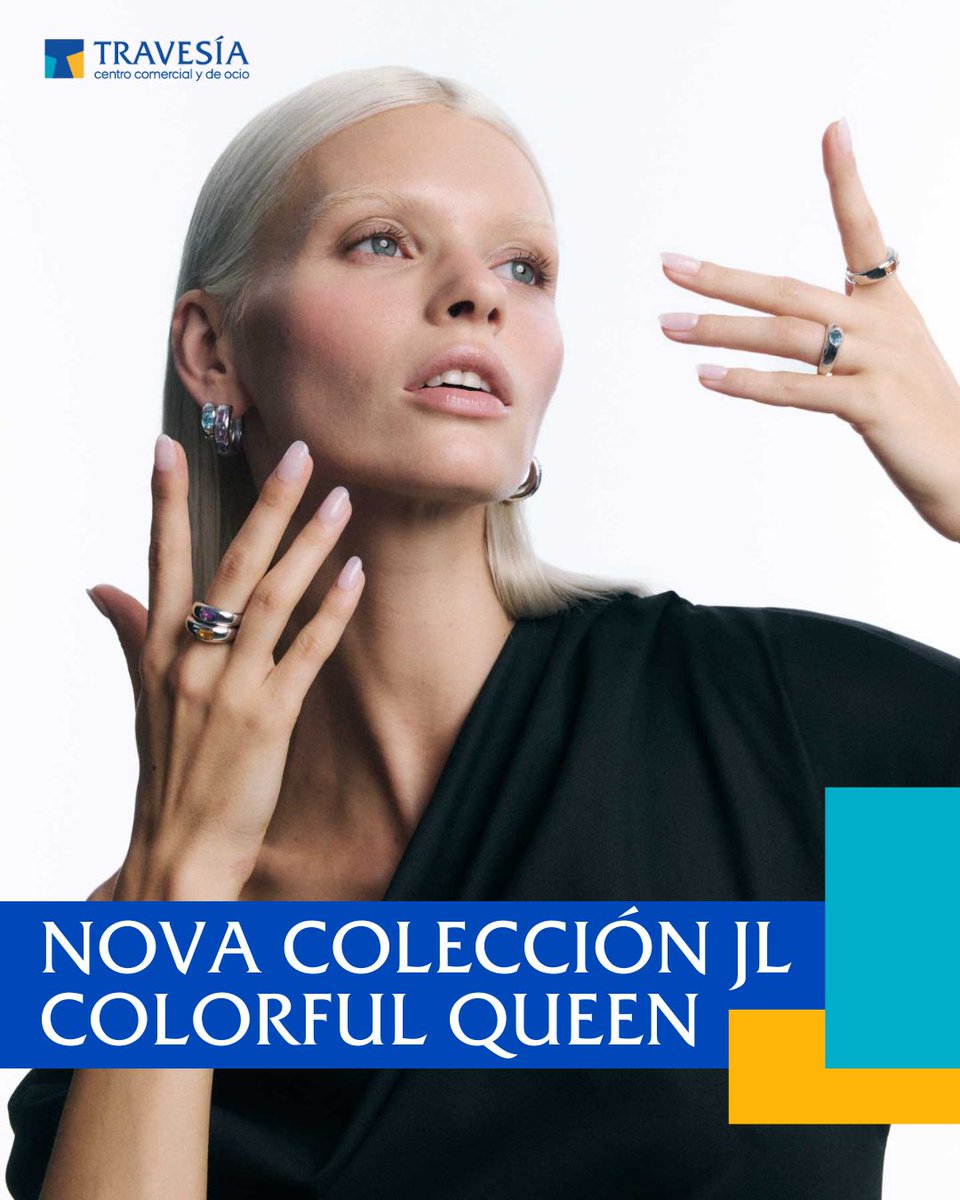 Travesiacc's tweet photo. Na Xoiaría José Luis do CC Travesía, a cor convértese en poder coa nova colección 👑 COLORFUL QUEEN. Anéis, pendentes, colares e pulseiras con deseños en prata de lei e ouro de 18 quilates, pensados para mulleres que fan da cor o seu mellor accesorio. https://t.co/Sfb9f6cWtS