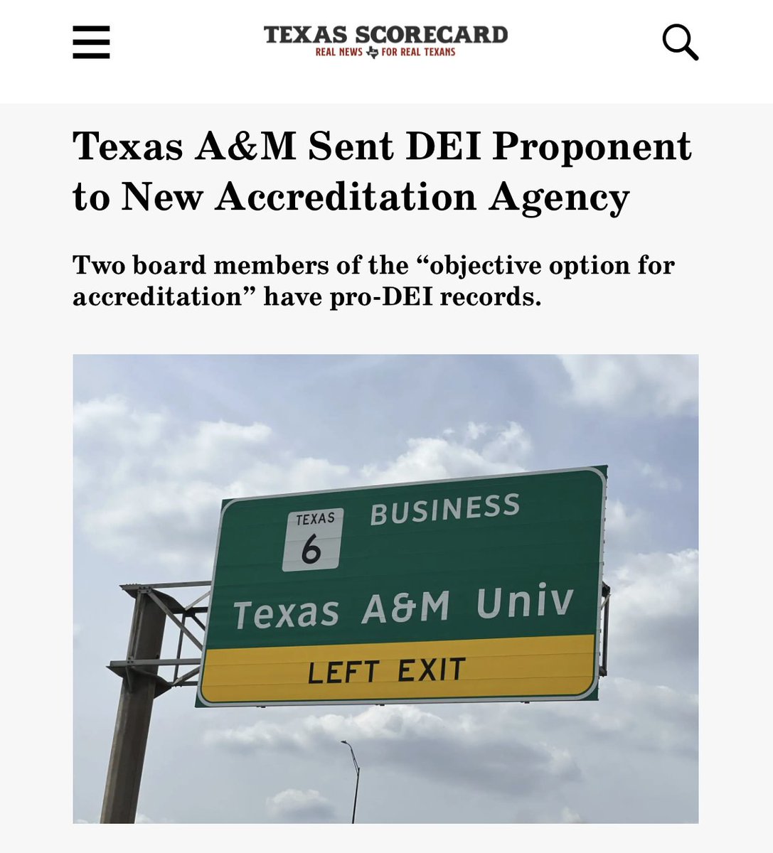 Michael Quinn Sullivan 🇺🇸 (@mqsullivan) on Twitter photo WHAT?! <a href="/TAMU/">Texas A&M University</a> helped start a new accreditation agency as a rebuke to those pushing leftwing agendas in higher ed. Now, A&M has appointed to the agency's board... a promoter of the very leftwing ideologies that the agency was founded to stop!
It's all one big Aggie joke. WHAT?! <a href="/TAMU/">Texas A&M University</a> helped start a new accreditation agency as a rebuke to those pushing leftwing agendas in higher ed. Now, A&M has appointed to the agency's board... a promoter of the very leftwing ideologies that the agency was founded to stop!
It's all one big Aggie joke.