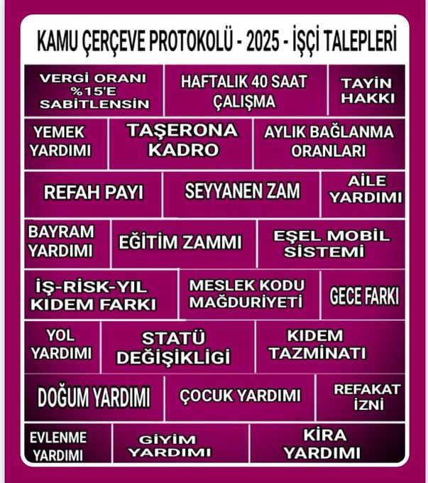 İşçilere adalet !

Vergide Adalet 
Refah payı
Eşel Mobil 
Tayin Hakkı
Meslek kodları
Yıl-kıdem farkı
Kıdem tazminatı 
Sendika Aidat indirimi
Delegasyon sistemi
Statü,unvan değişikliği
MahmutAslan İstifaEtmeli 
 işçiVergide Adaletİstiyor

<a href="/hakiskonf/">HAKİŞ KONFEDERASYONU</a> <a href="/turkiskonf/">TÜRK-İŞ</a>
