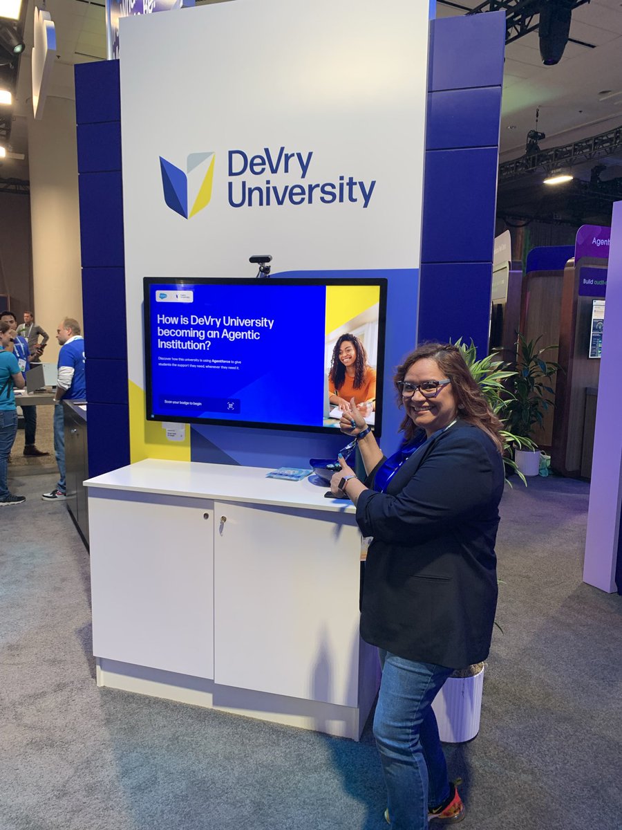 blancavleon's tweet image. Find us at Dreamforce in Agentforce City. The DeVry University team is live at the Moscone North Campground level. Stop by our booth to see how we’re shaping the future of learning with Salesforce and AI in action. #DF25 #Agentforce #DeVryUniversity #AIInnovation
#DeVryProud