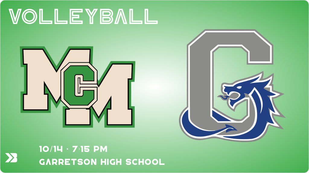 Volleyball (Varsity) Game Day! - Check out the event preview for the The McCook Central/Montrose Fighting Cougars vs The Garretson Blue Dragons. It starts at 7:15 PM and is at Garretson High School New Gym. gobound.com/sd/sdhsaa/voll…