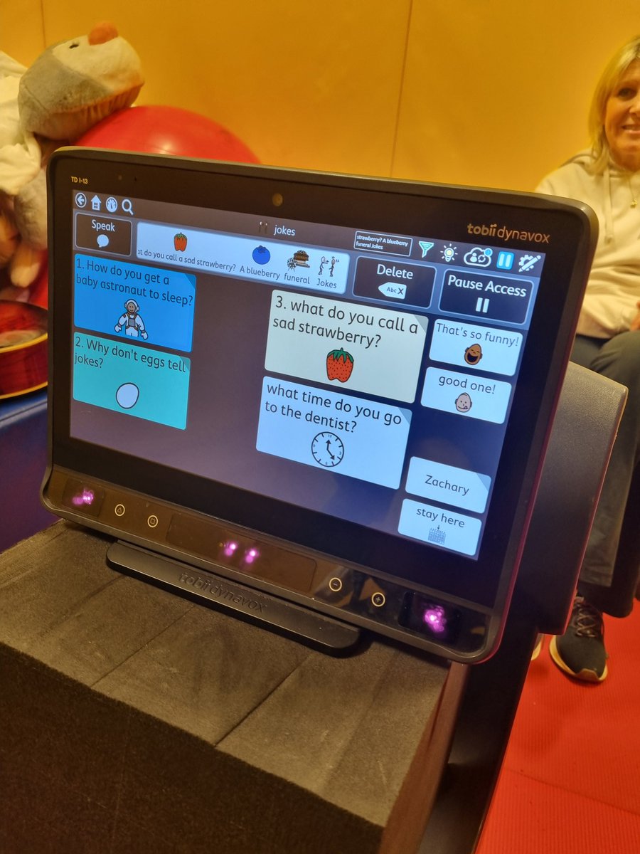 #AACAwarenessMonth two sessions this week using music to support communication.
Adult with TBI using music for cause and effect and early choice-making.
Secondary pupil using Eye Gaze, VocoChat and our #MUSICCAN Framework to tell jokes and make song choices.