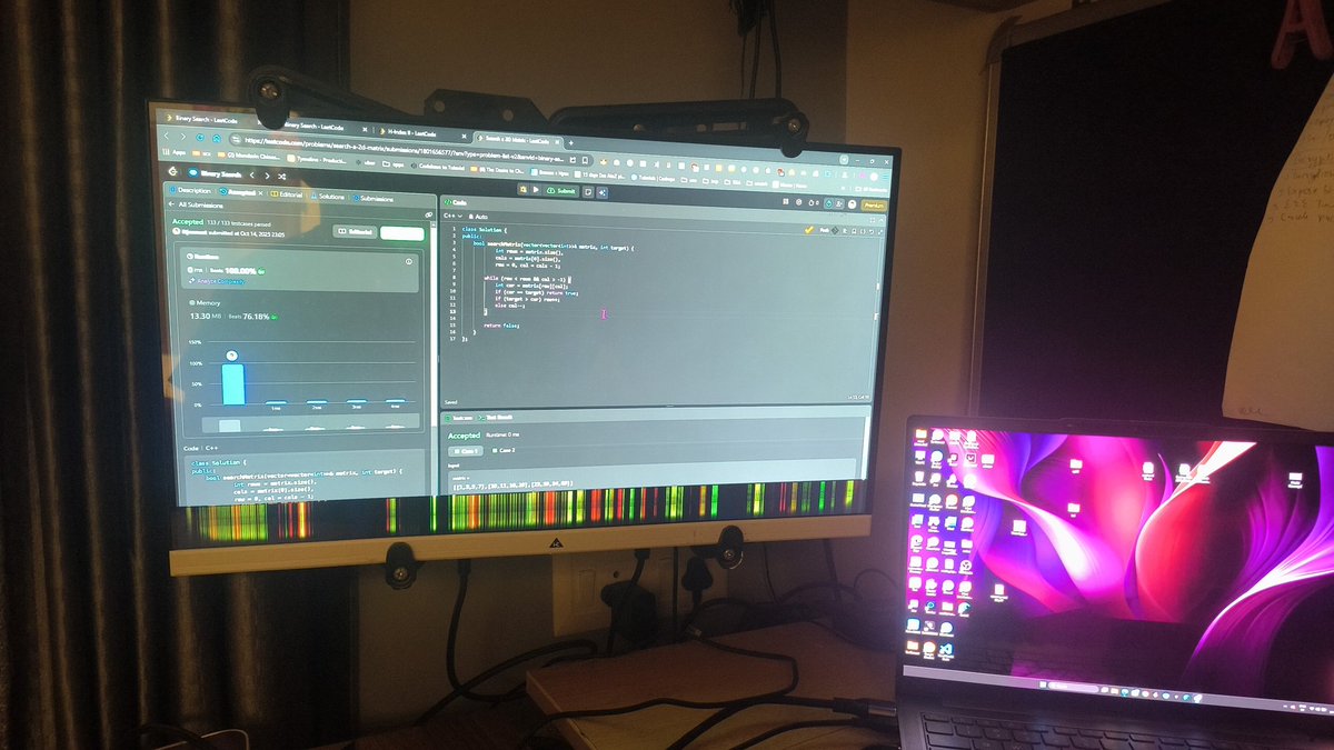 MEETBHANUS61087's tweet image. Day 3/100 -#100DaysOfCode Getting a job in 5 months
1. Solved 9 Binary Search problems on LeetCode did ego-solving
2. Learned OS dev basics - implemented printf in C and hooked up GPU
Had some QEMU GPU hiccups, but managed to fix them
#buildinpublic #Java #CPP #DSA #LeetCode