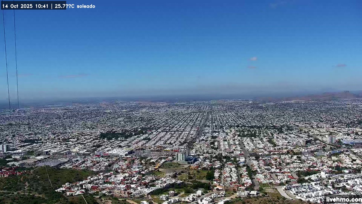 linkbraryBOT's tweet photo. 📸 Vista SUR desde HMO - 14 Oct 2025 10:41 - 25.7°C soleado #Hermosillo #livecam #hmo https://t.co/dTPwiaF3Sz