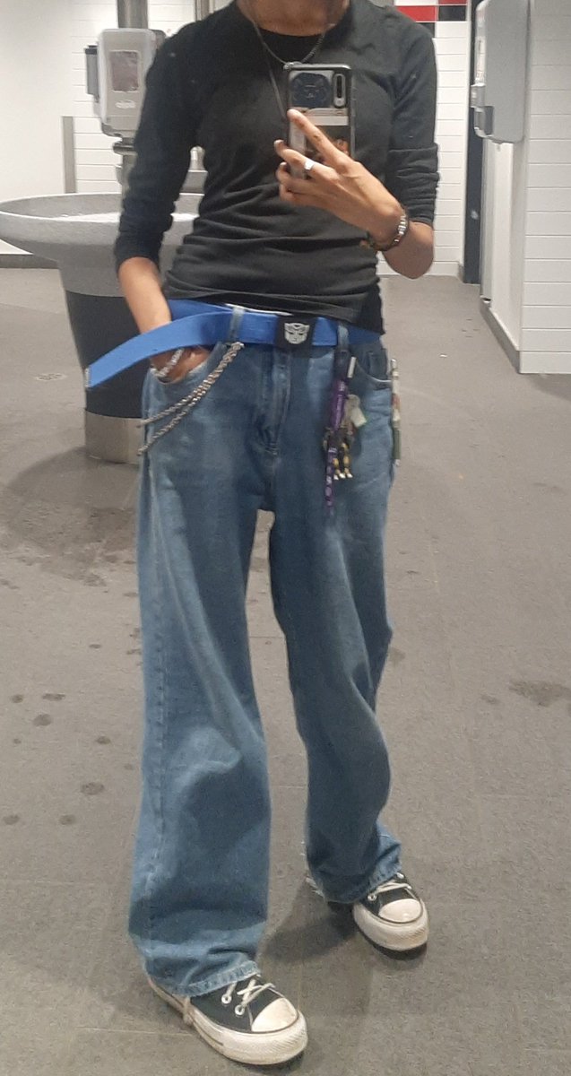 my fit hard as FUCK we got the autobot belt, bumblebee on a carabiner, jurassic park pen and i had a Carhartt grey denim jacket on too