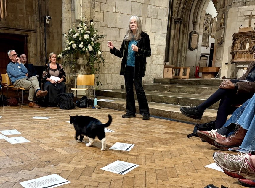 JoBerry9's tweet photo. Special evening at Southwark Cathedral with the Community of the Cross of Nails and St Ethelburgha’s. A privilege to speak against hatred and the power of shared humanity. Plus a visit from the local cat. https://t.co/eoO95ZADSb