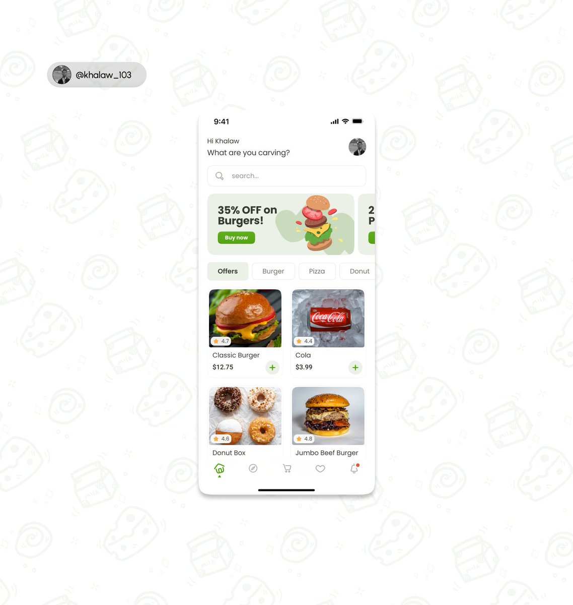 khalaw_103's tweet image. Day 44/90:
Designing the ultimate food experience.Intuitive food app UI/UX
#UIDesign #UXDesign #ProductDesign #Onboarding #MobileAppDesign #FoodApp #DesignChallenge #DailyUI