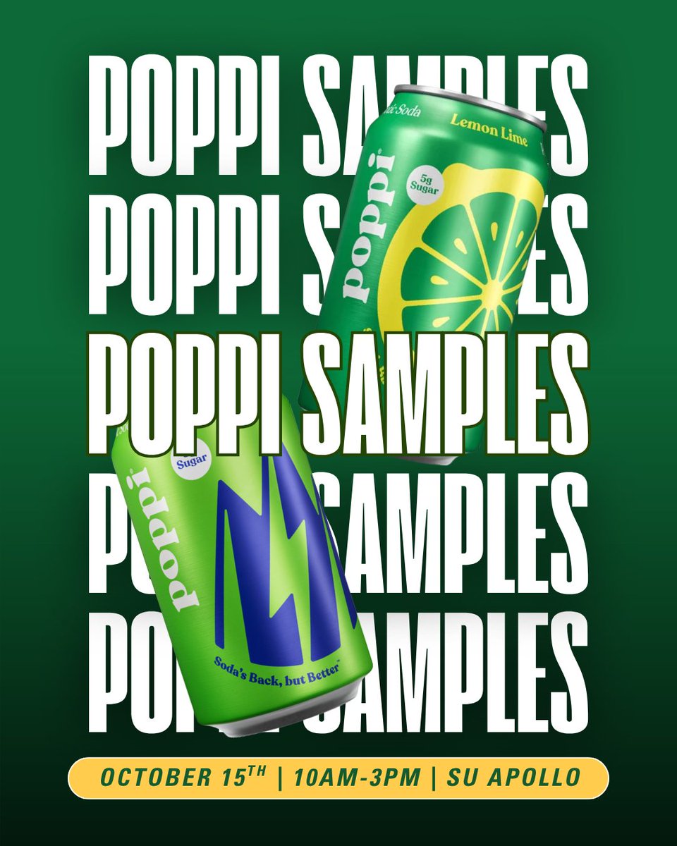 Free Poppi tomorrow? Say less.

Swing by SU Apollo on October 15 from 10AM to 3PM and grab a sample. Soda’s back, but better. Plus what Raider doesn't love free!

#HungryatWSU #Poppi #Samples
