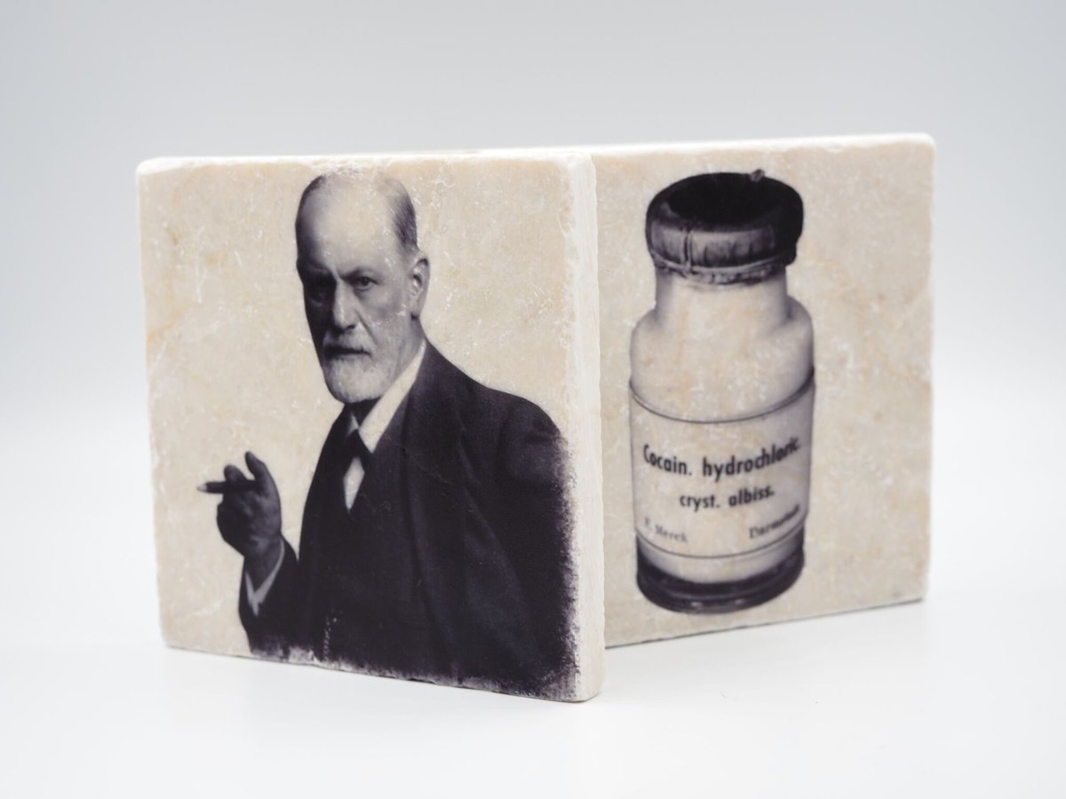 The Freud Museum in Vienna sells a twin coaster set where one coaster is Dr. Freud and the other is literally cocaine