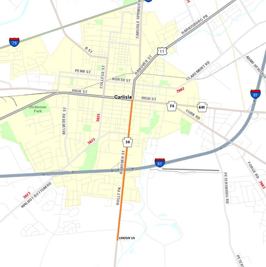 Senator Greg Rothman (@rothman_greg) on Twitter photo Resurfacing is scheduled on Rte 34 in <a href="/CumberlandCoPA/">Cumberland County, PA</a>, from Lindsay Ln in S. Middleton Twp to High St in Carlisle. Work begins 10/20 & will take 7+/- days. When possible, one lane of traffic will be maintained in each direction but lane restrictions are expected at times. Resurfacing is scheduled on Rte 34 in <a href="/CumberlandCoPA/">Cumberland County, PA</a>, from Lindsay Ln in S. Middleton Twp to High St in Carlisle. Work begins 10/20 & will take 7+/- days. When possible, one lane of traffic will be maintained in each direction but lane restrictions are expected at times.