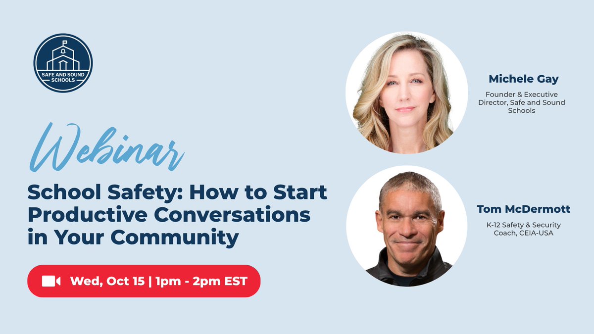 I’m looking forward to tomorrow’s webinar with Tom McDermott!

We’ll share practical ways to facilitate productive, solutions-focused conversations in their own communities.

Join us: safeandsound.swoogo.com/school-safety-…