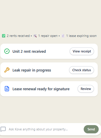 joinkove's tweet photo. What do we think about the below wireframe for small landlord property management? I call it the "anti-dashboard" https://t.co/9H7cGFggqF