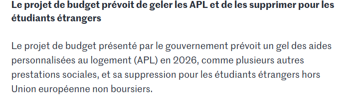 Et hop! une saloperie austéritaire supplémentaire dans ce budget Lecornu avec un bonus raciste à la clé. La macronie met en œuvre systématiquement le programme du RN.