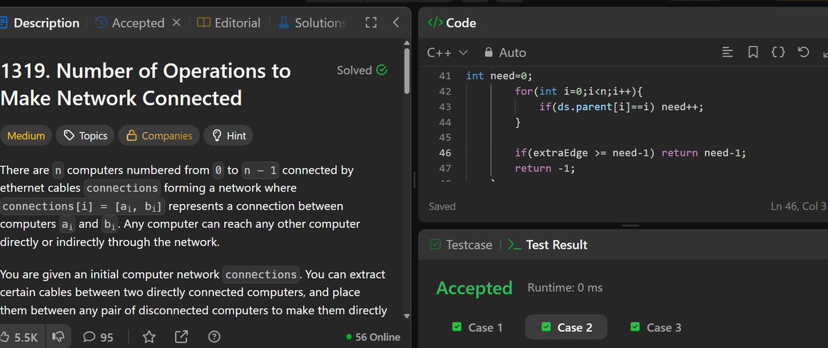 Today I learn about the disjoint set - a new datastructure✅
> solved problem and learn something new☑️
<a href="/rohit_negi9/">Rohit Negi</a> <a href="/striver_79/">Striver | Building takeUforward</a> <a href="/adityatandon02/">Aditya Tandon</a> <a href="/takeUforward_/">takeUforward</a>  #TUFWinterArc  #STRIKE30 #DSA #ProblemSolving