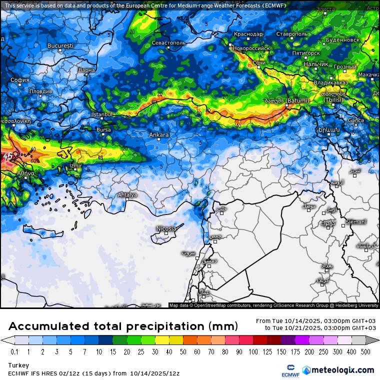 ECMWF akşam güncellemesi 168 saatlik yağış haritası.

Kaftanın devamında Karadeniz'in kuzeyinden sıyırıp geçecek sistem Karadeniz bölgesi kıyılarına yağış bırakacak.

Gelecek hafta Batı Anadolu'yu etkileyecek bir sistem gelebilir

Takip edelim.