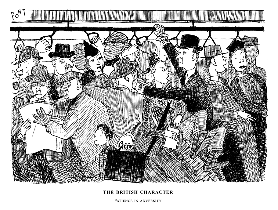 PontWorld's tweet image. #PONT on commuting, from 1 December 1937: THE BRITISH CHARACTER - PATIENCE IN ADVERSITY #travel #LondonUnderground #sardines