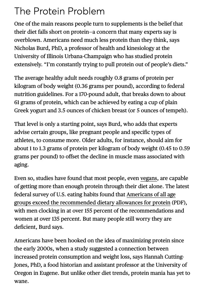 paris martineau (@parismartineau) on Twitter photo <a href="/ConsumerReports/">Consumer Reports</a> i feel like this story is particularly important rn, bc protein-maxxing is *so* in vogue. before working on this, i believed i was woefully protein deficient
turns out that's just a myth that's been floating around for decades—the average american gets more than enough protein!! <a href="/ConsumerReports/">Consumer Reports</a> i feel like this story is particularly important rn, bc protein-maxxing is *so* in vogue. before working on this, i believed i was woefully protein deficient
turns out that's just a myth that's been floating around for decades—the average american gets more than enough protein!!