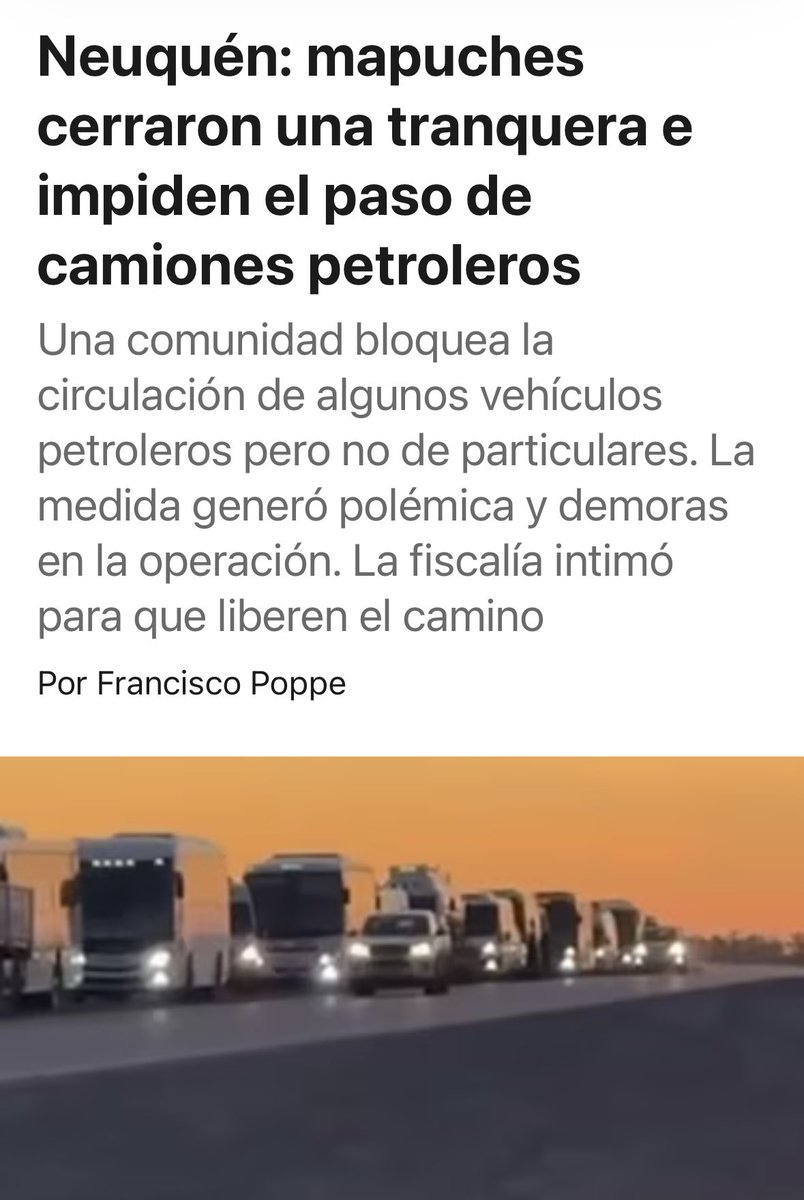 MAPUCHES IMPIDEN EL PASO DE CAMIONES PETROLEROS

Basta de bloqueos que frenan a Neuquén. Hay que hacer respetar la LEY y poner ORDEN.

El reclamo es contra YPF y afecta un camino estratégico donde se encuentra una represa.
La producción no puede quedar rehén de conflictos que se