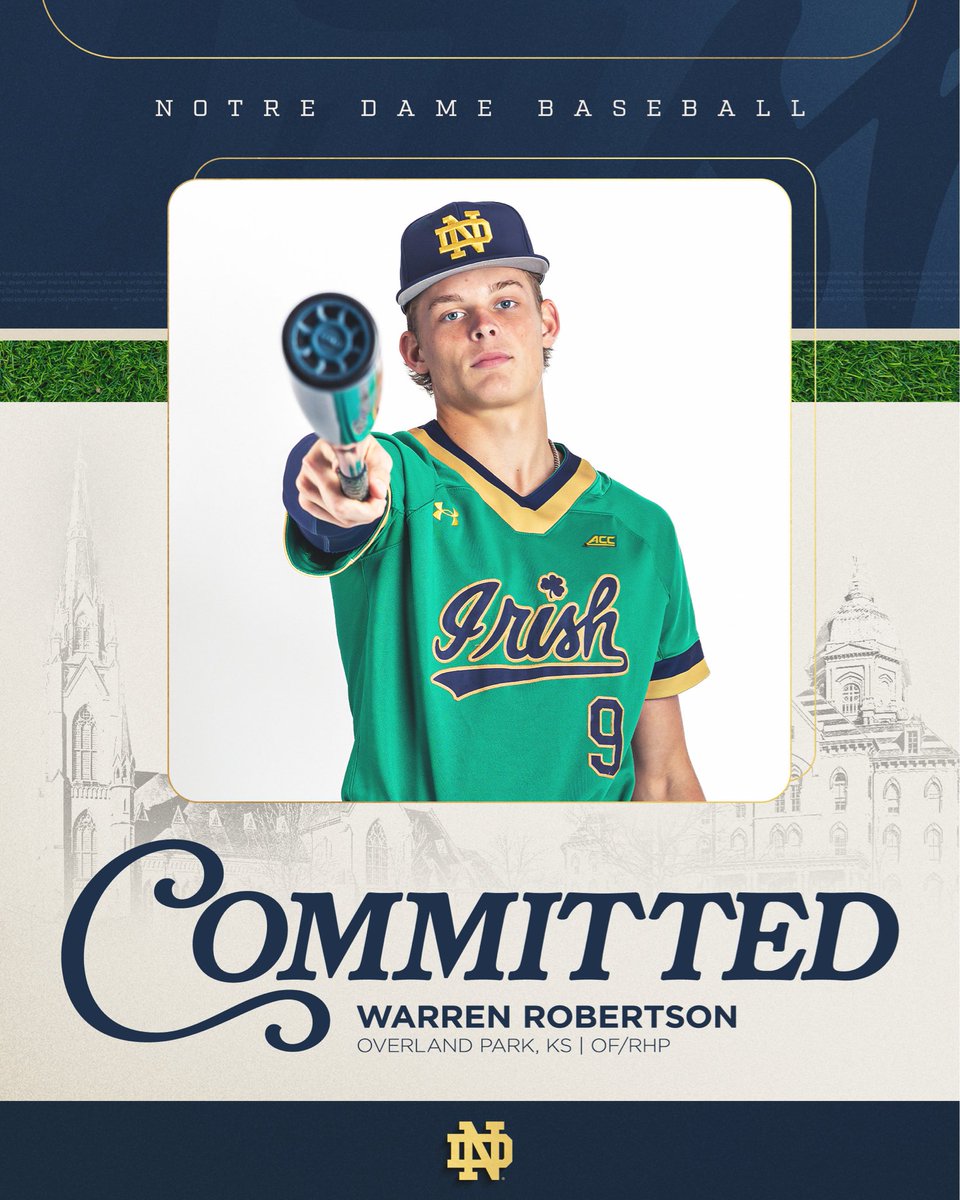 w_robertson0's tweet image. Blessed to announce my commitment to the University of Notre Dame! Thanks to God, my coaches, teammates, family, and the Notre Dame coaching staff this was all possible. I cant wait for these next few years to come. Go Irish! ☘️ @ndbsbrecruiting @NDBaseball @BCbaseballtoday