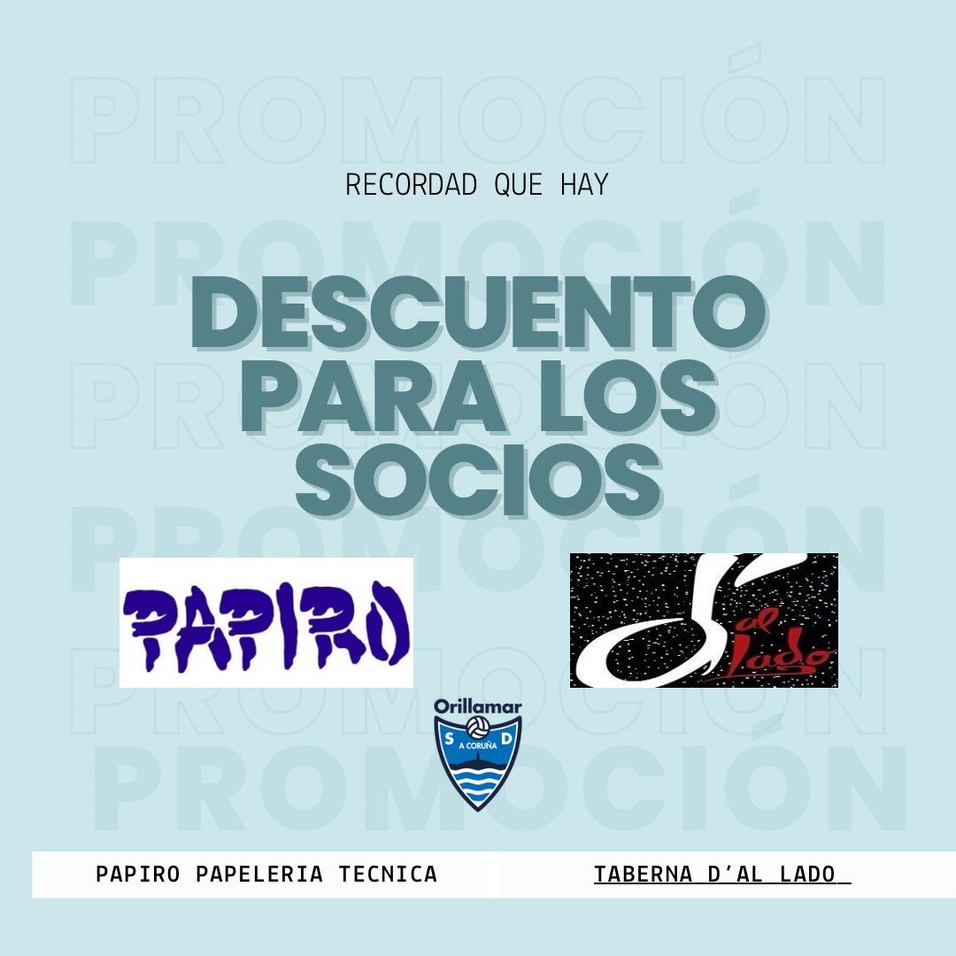 #publicidad #colaboración 

Recordad que tenemos descuentos especiales a la hora de presentar el carnet de socio en Papiro Papeleria Técnica y Taberna D’al Lado!! 

No os los perdáis! 

#orillamarsd #lossociosganamos #descuentosespeciales #tabernadeallado #papiropapeleriatecnica
