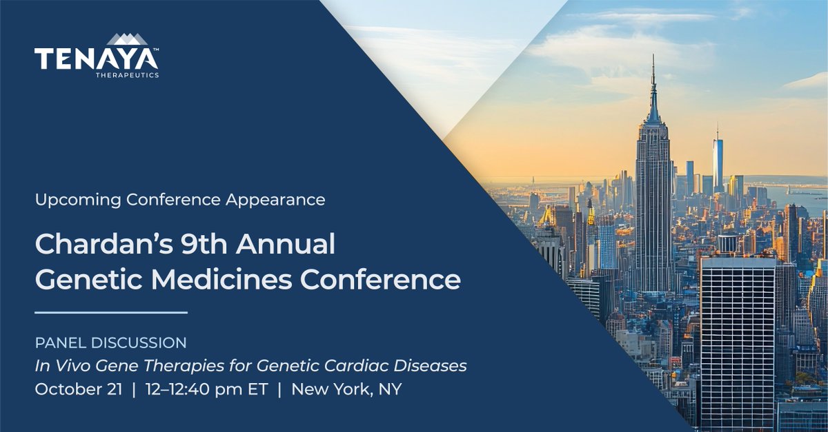Our CEO, Faraz Ali, will be participating in a panel titled, “In Vivo Gene Therapies for Genetic Cardiac Diseases” on October 21, at <a href="/ChardanCM/">Chardan</a>’s 9th Annual Genetic Medicines Conference. If you’re not able to attend, you can tune in via the webcast.