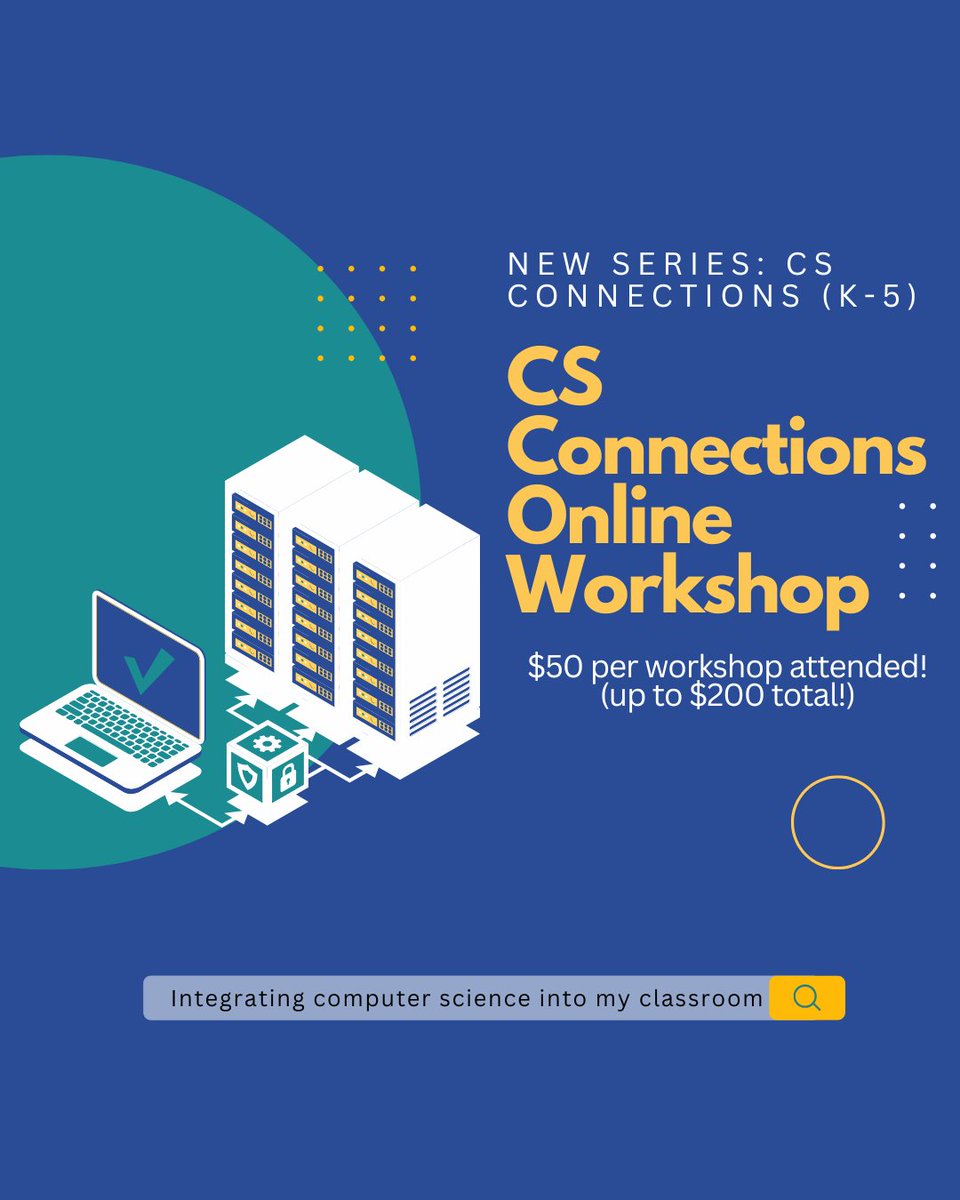 BAISD's tweet image. Learn how to integrate computer science into your classroom! Attend one, a few, or all — each session covers a new CS topic! Learn more at the link in our bio! #CSConnections #CodeOrg #STEMEducation #TeacherPD #CSforAll