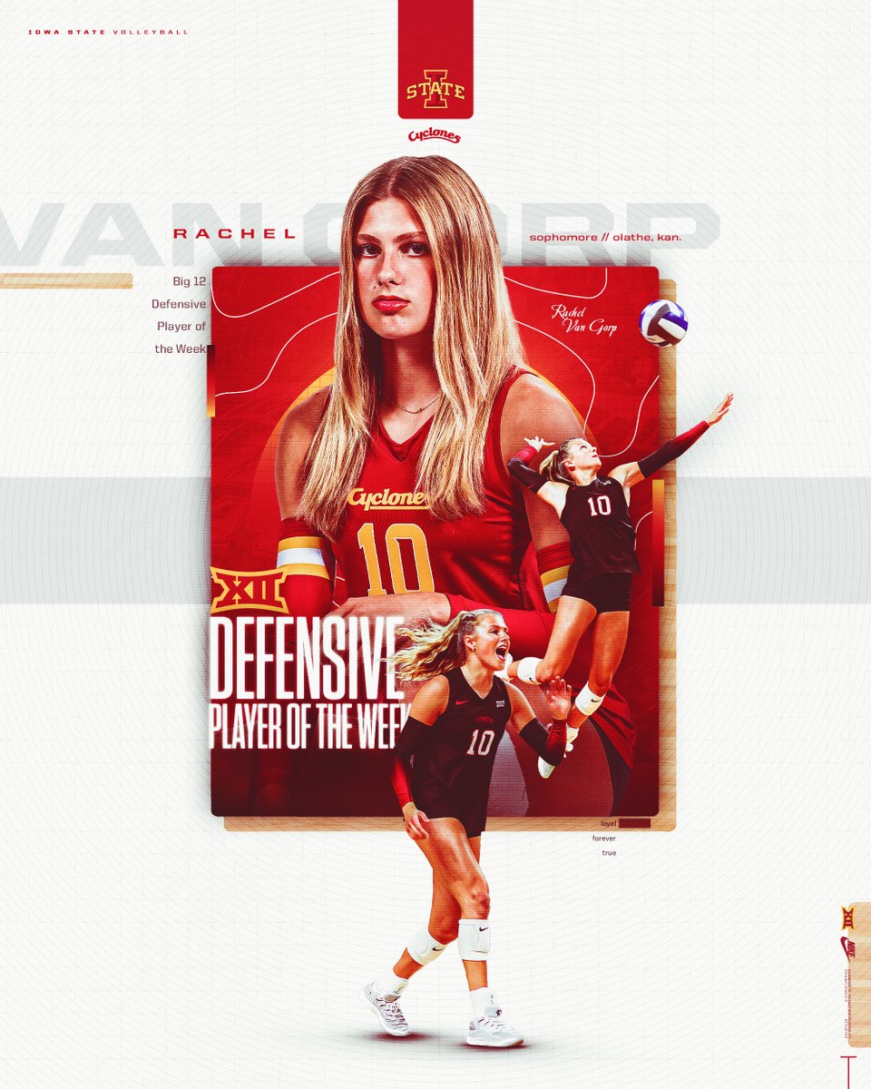 Iowa State Volleyball (@cyclonevb) on Twitter photo In RVG we trust.
Rachel Van Gorp is your Big 12 Defensive Player of the Week.
tinyurl.com/27rfqzh9 In RVG we trust.
Rachel Van Gorp is your Big 12 Defensive Player of the Week.
tinyurl.com/27rfqzh9