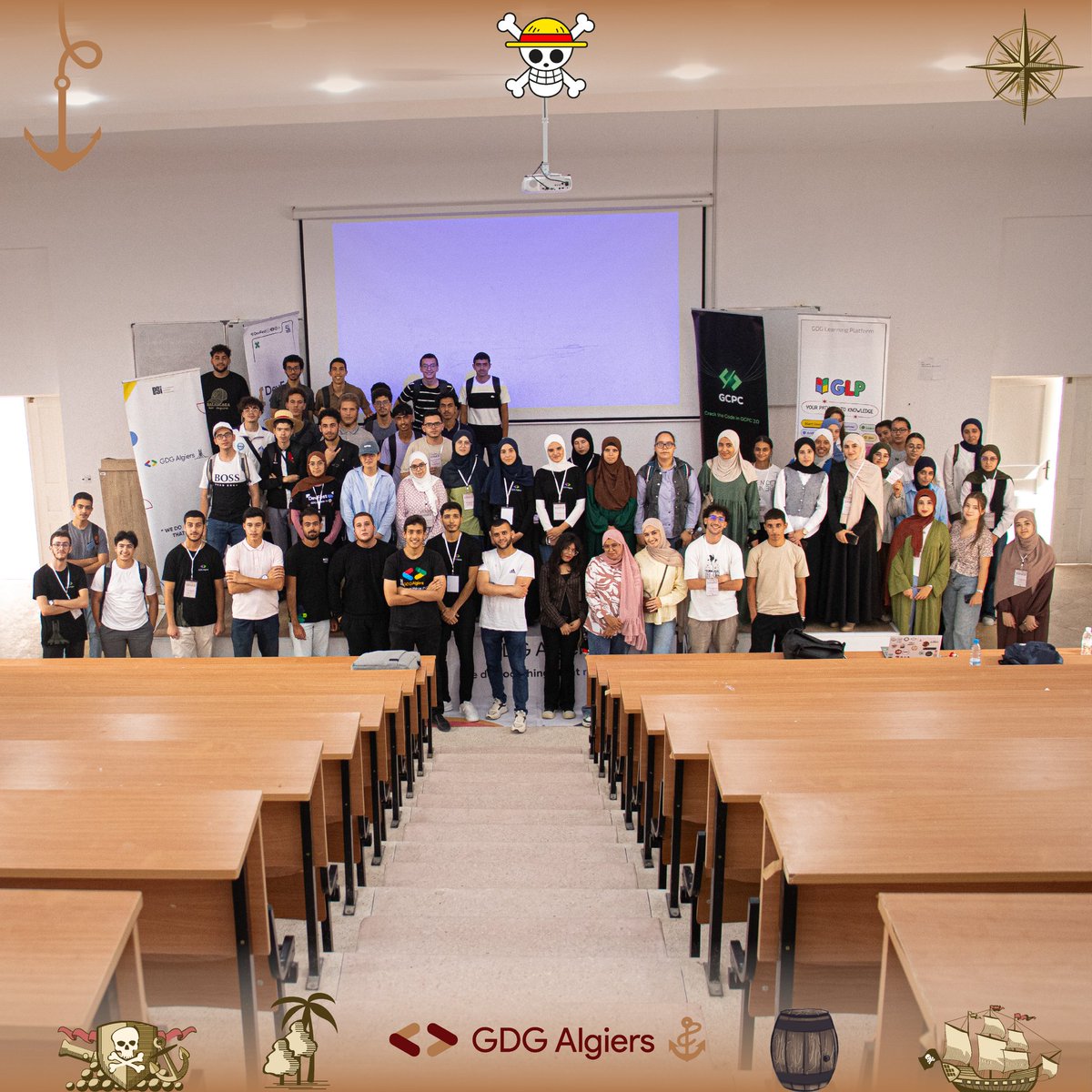 GDG_Algiers's tweet photo. A new voyage begins.🗺️
Laughter, dreams, and new bonds guide us forward as one crew.
Welcome Day 2025 set sail, the adventure is just vetting started.
#WelcomeDay #2025 #GDGAlgiers #Tech #onepiece https://t.co/bHbFYkFvYz