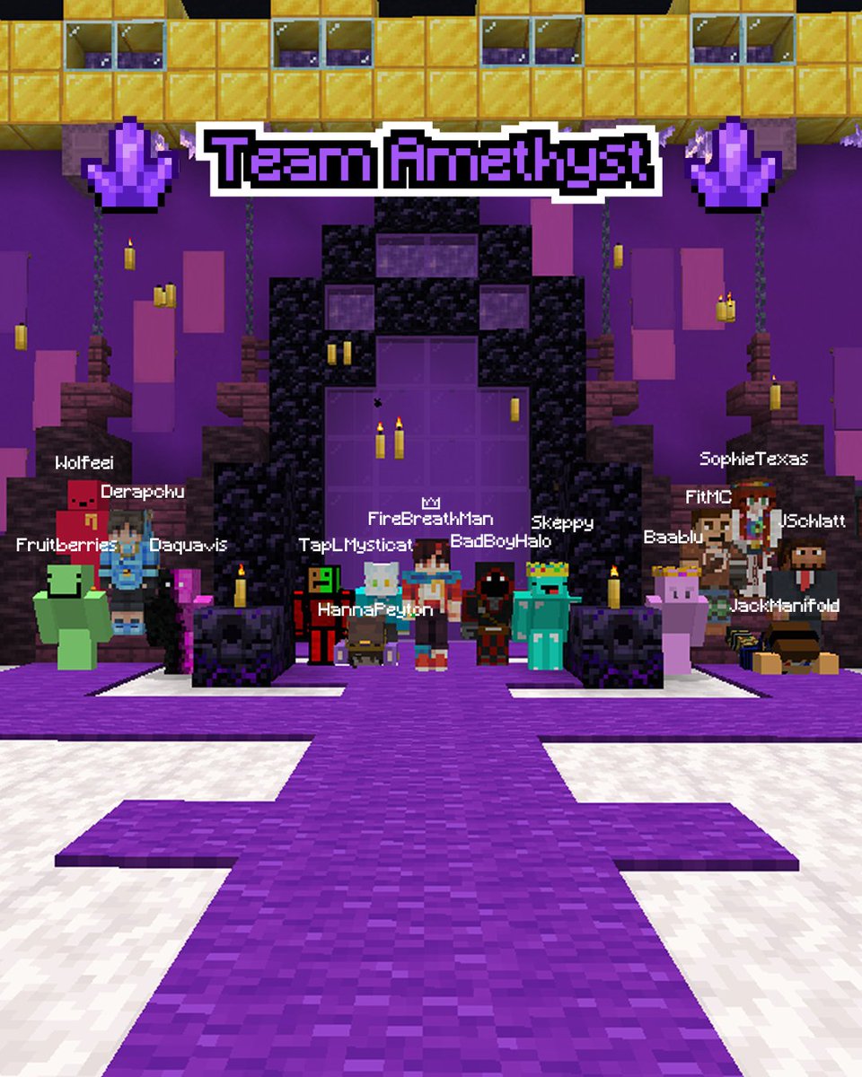 We are excited to introduce Team Amethyst! This team is led by FireBreathMan. Comment which creator you will be watching.
¡Estamos emocionadxs de presentar al Equipo Amatista! Este equipo será liderado por FireBreathMan. Comenta a qué creadorx de contenido estarás viendo.