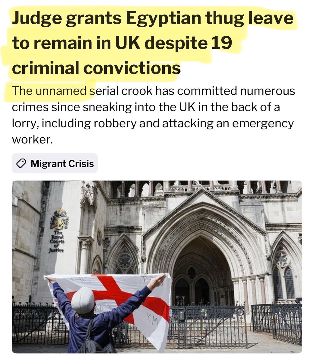 Artemisfornow's tweet image. Brilliant! the tax payer has another dependent!
An Egyptian one-man crimewave branded a "danger to the community, with 19 CONVICTIONS has been told he can stay here and be looked after/
What a piss take.