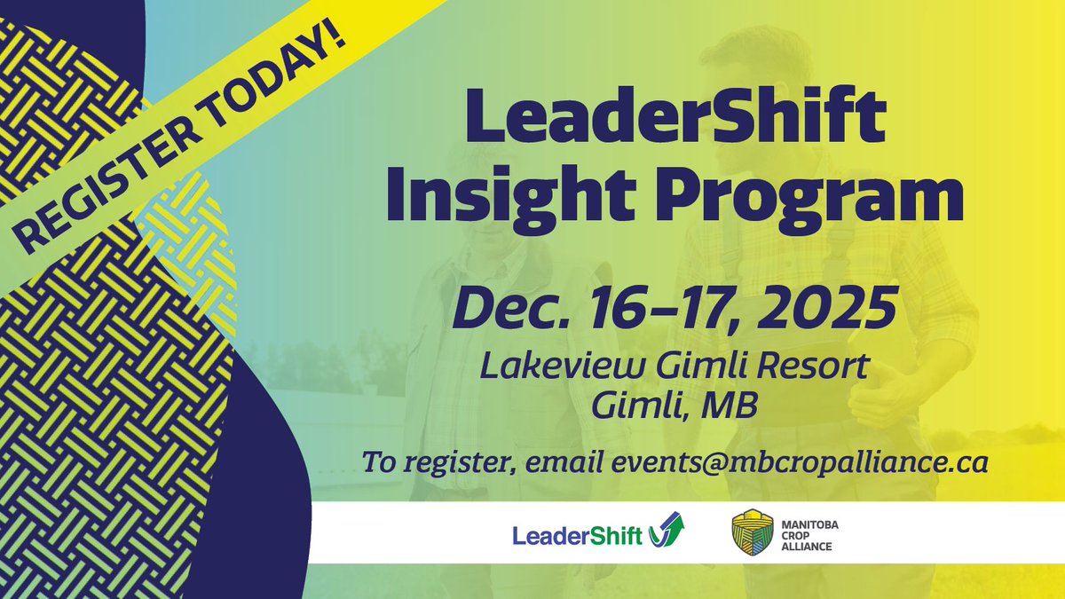NEW DATES: Are you ready to strengthen your leadership skills and unlock new ways of working with people and achieving results? Are you an MCA member in good standing? 

If so, register today for the LeaderShift Insight Program: ow.ly/w2Iz50XbgCX

#cdnag #westcdnag #MbAg