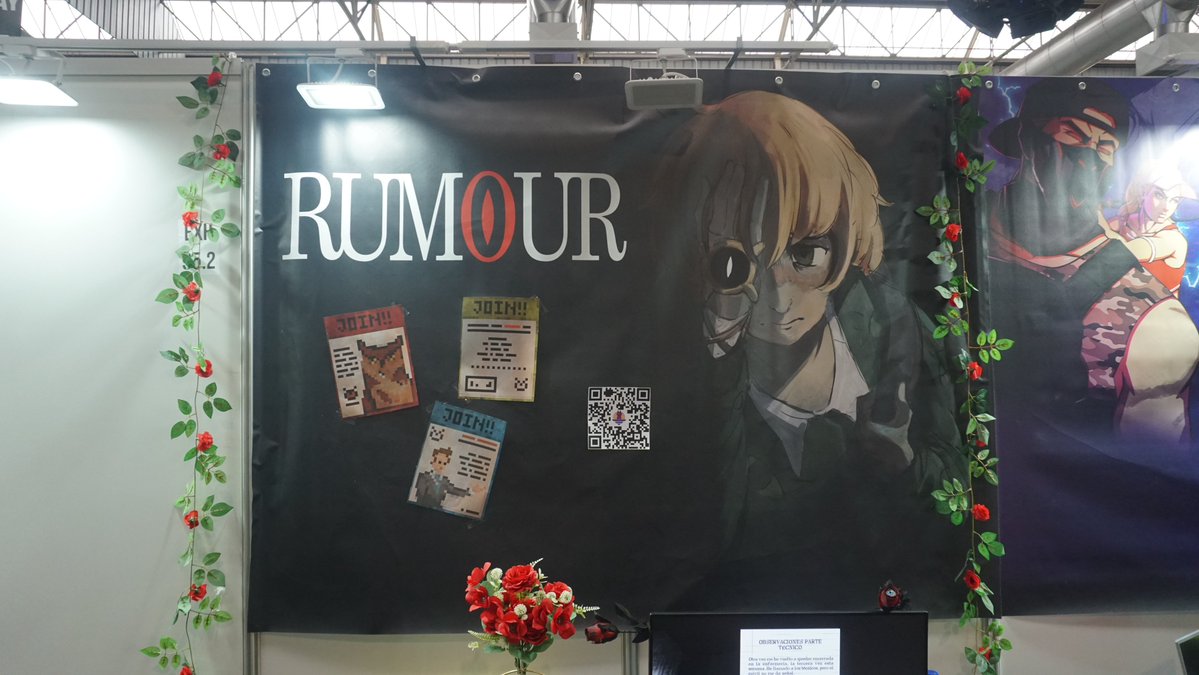 SynthwaveGS's tweet image. A few photos of how our stand was decorated for #bcngamefest! Doesn&apos;t it look like those roses are looking at you?!?

#gamedev #indiedev #indiegame #horrorgame #survivalhorror