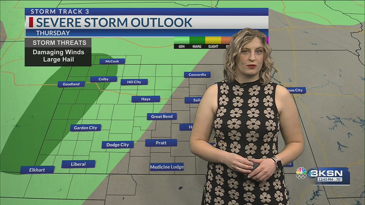Off and on showers will persist through this evening with winds picking up out of the south. Tomorrow will be sunny and warm with highs in the 80s before our next cold front brings storms back to the region on Thursday.
ksn.com/news/local/sto… 
<a href="/KSNNews/">KSN News Wichita</a> <a href="/KSNStormTrack3/">KSN Storm Track 3</a> #kswx