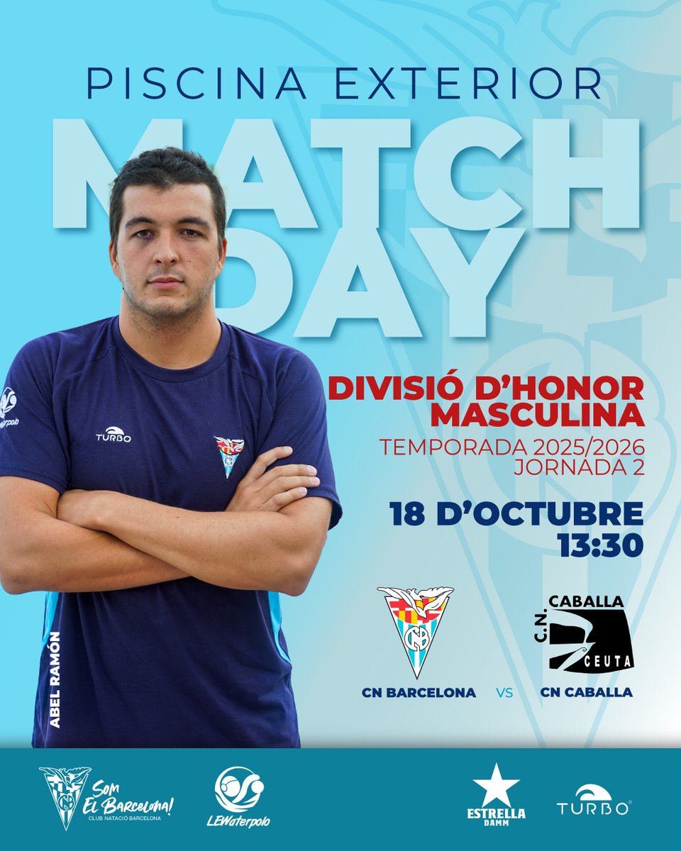 CNBARCELONA's tweet photo. 📣🤽‍MATCH DAY!!
PARTIT DE LLIGA DIVISIÓ D’HONOR MASCULINA
JORNADA 2

🗓 Dissabte 18 d’octubre
⏰ A les 13:30
📍 Piscina Exterior del CN Barcelona - accés lliure!
🤝 CN Barcelona vs @cncaballa 

Vine a gaudir del partit, del bon ambient i del postpartit💪 Un pla rodó per començar el cap de setmana💙
Esport i bona vibra, t’hi apuntes?☀️

#SomElBarcelona #CNBisBIG #waterpoloworld #waterpoloplayer #waterpololife #LigaDHMjornada2 #LEWaterpoloSostenible