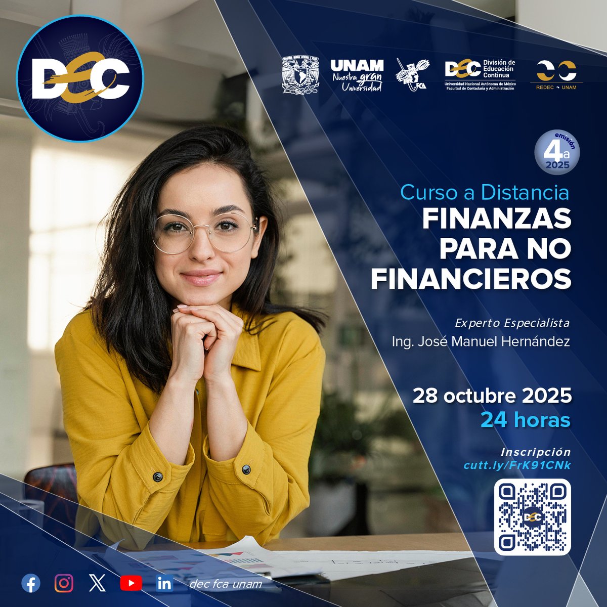 Curso a distancia “Finanzas para no Financieros”
📝 Inscríbete: cutt.ly/FrK91CNk
ℹ️ Para mayores informes:cutt.ly/ne5sQitn

#FinanzasParaNoFinancieros #FinanzasCorporativas #EstadosFinancieros #MatemáticasFinancieras #ProyectosDeInversión #AnálisisFinanciero