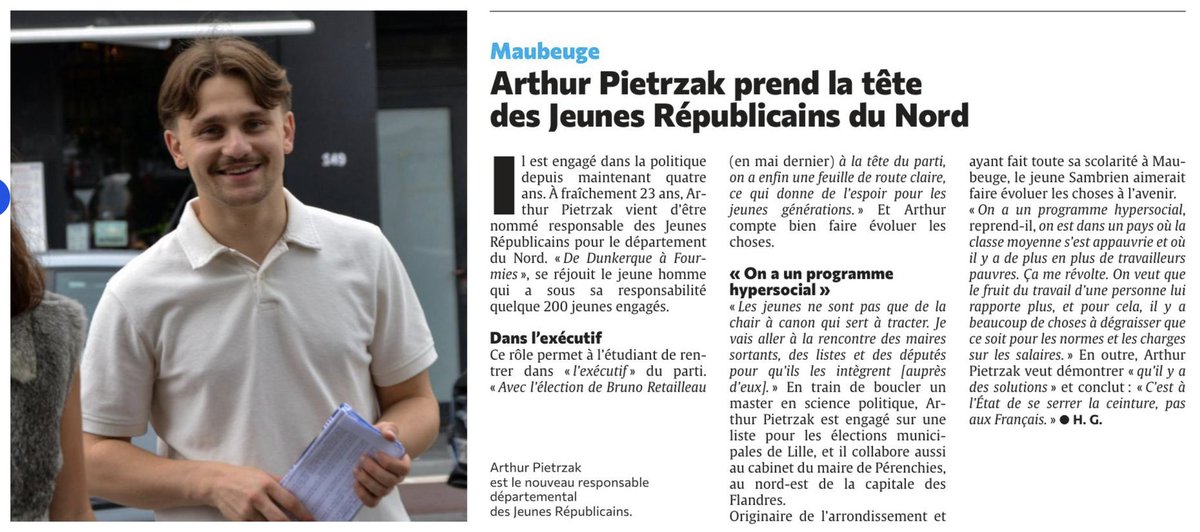 Une feuille de route, des idées, un projet : « Redonner espoir aux jeunes générations du Nord ! » 🔥

Voici l’article de <a href="/lavoixdunord/">La Voix du Nord</a> ⤵️