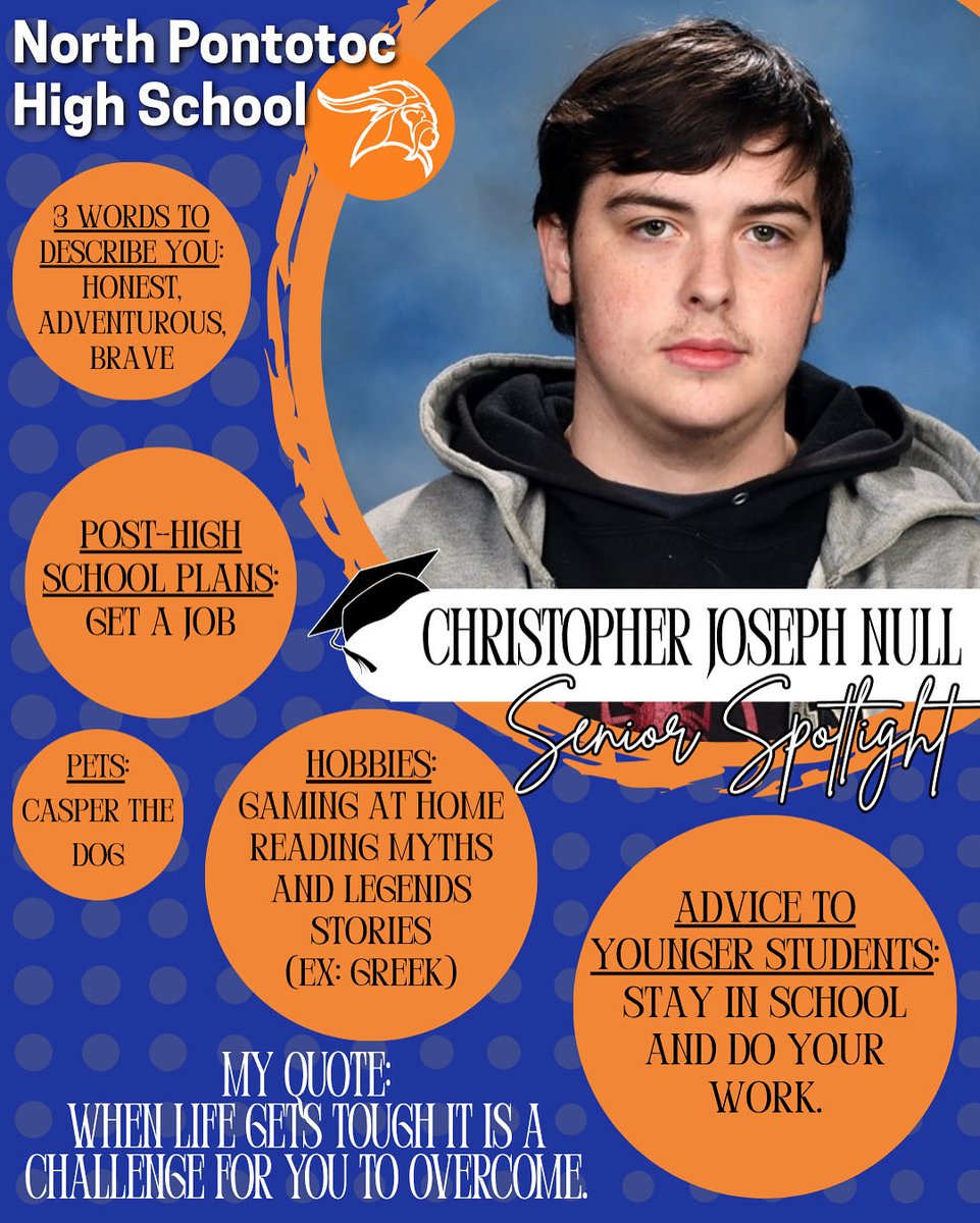 🎓SENIOR SPOTLIGHT🎓
Christopher Joseph Null
Class of 2026… go do great things!