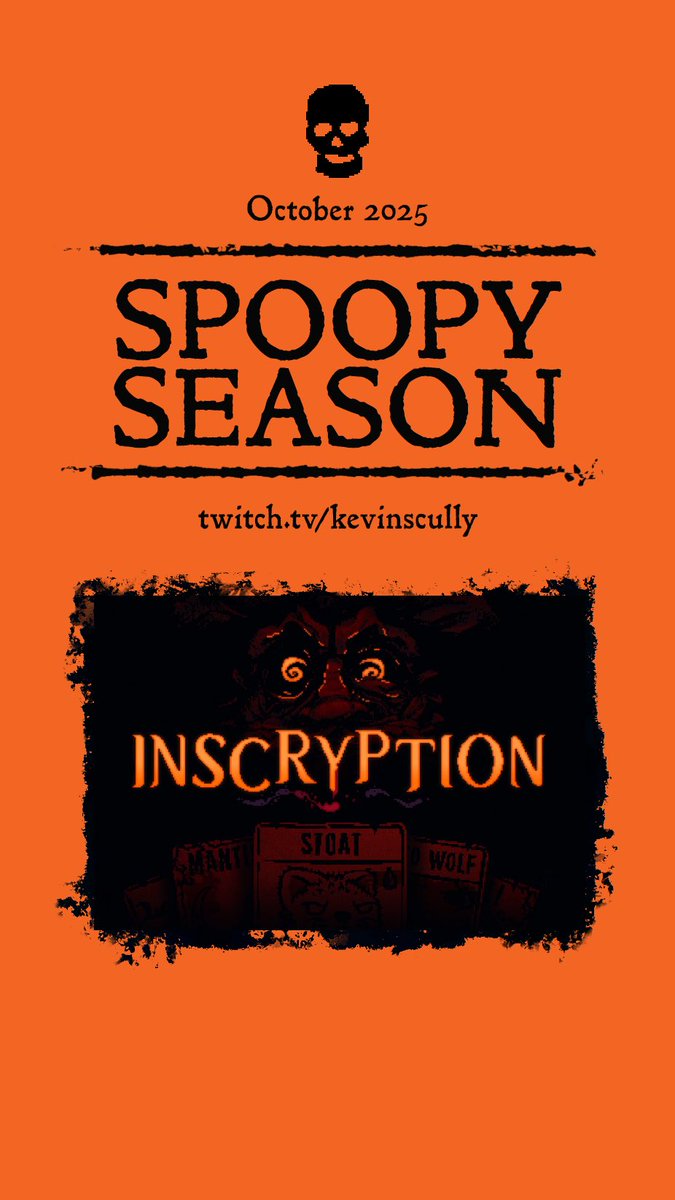 kevinscully's tweet image. SPOOPY SEASON
INSCRYPTION 

Time for a woodland scrap.

TUESDAY 20:00 BST

twitch.tv/kevinscully