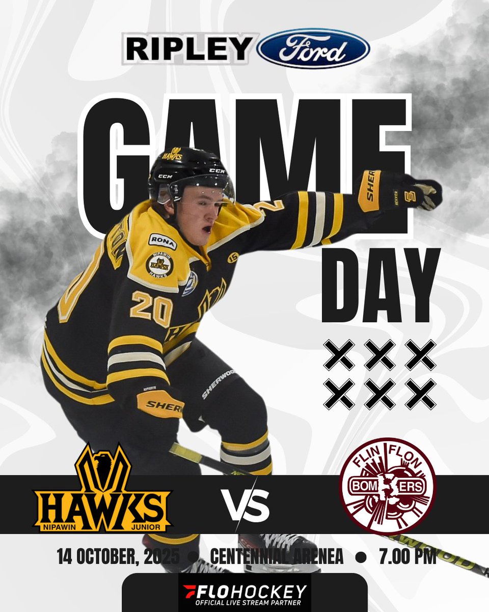 SJHL_Hawks's tweet photo. GAME DAY. 7PM puck drop at the Cage.
Warm up at the Victor Plumbing &amp; Heating Bar Down Lounge with the Cage Warmer (decaf coffee &amp; Baileys).
Can’t make it? Catch us on FloHockey.
#HawkYeah #NipawinHawks #SJHL https://t.co/T44k0sD19t