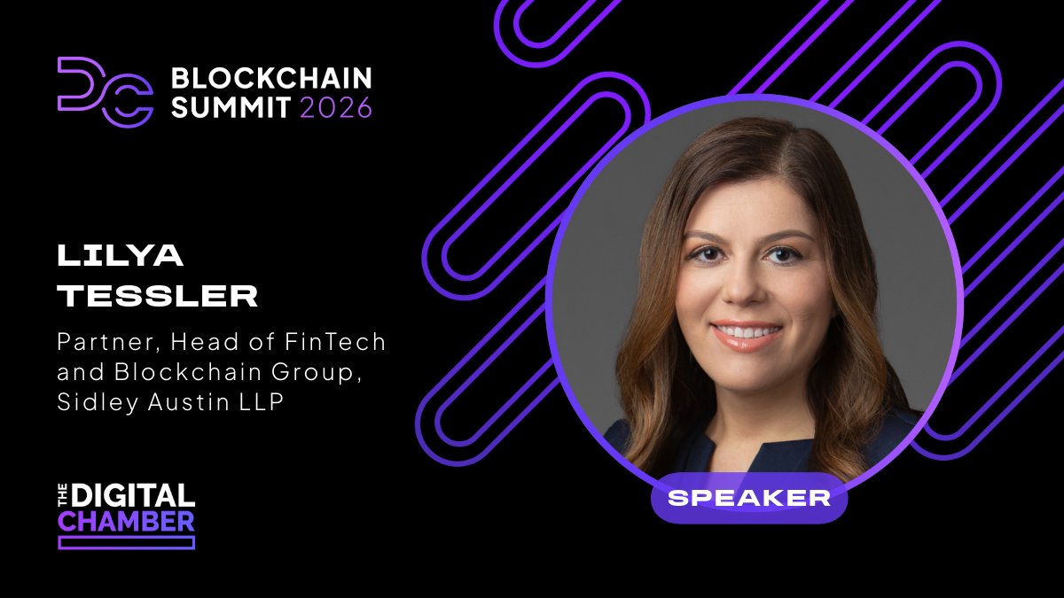 DigitalChamber's tweet image. We&apos;re pleased to announce @LilyaTessler as a #DCBlockchain Summit 2026 featured speaker! She is a Partner at @SidleyLaw, widely regarded as an authority on blockchain and crypto with a Band 1 ranking from Chambers FinTech. She also leads Sidley&apos;s FinTech and Blockchain group.…