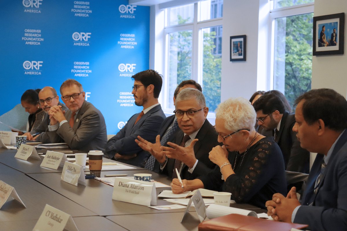 ORFAmerica's tweet image. With the @WorldBank–@IMFNews Meetings underway and #COP30 on the horizon, @ORFAmerica hosted a roundtable on the opportunities for #GlobalSouth cooperation in bridging the sustainable finance gap.

Some 📸 from this morning :