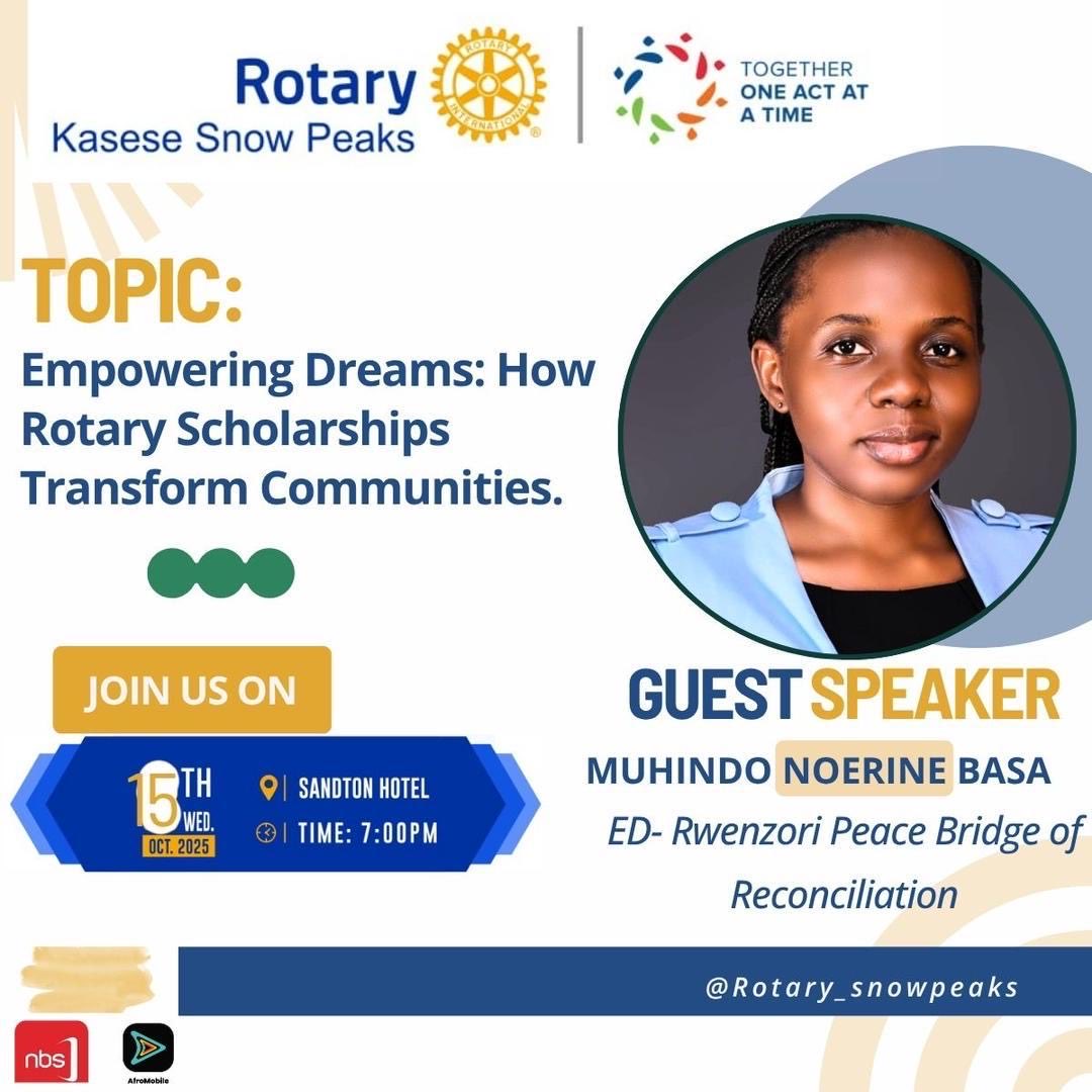 Rotary_Snowpeak's tweet photo. Join us this Wednesday at 7:00 PM at Sandton Hotel for our Rotary fellowship! 

Hear a club beneficiary speak on “Empowering Dreams: How Rotary Scholarships Transform Communities.” Discover how Rotary’s education and service initiatives uplift underserved communities. https://t.co/f1VhvCtg93