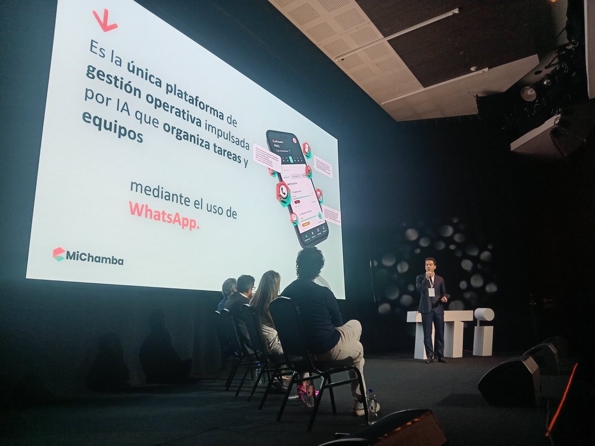 ligainmob's tweet photo. #2TTi Humberto Bravo, Co-Founder &amp; COO presenta #MiChamba, la cual permite a los usuarios gestionar y coordinarse sin salir de su mensajería habitual para impulsar decisiones más inteligentes https://t.co/J7HcmV7rOc
