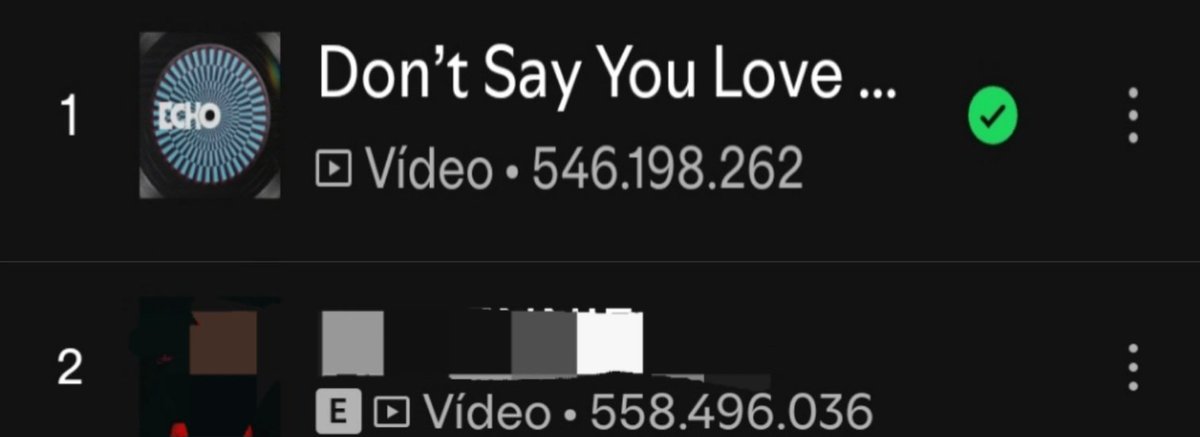 Gente abrir o Spotify e comparar os streams das duas músicas não levar nem 2 minutos, não ainda não conquistamos o recorde eu realmente gostaria de saber porque tem fb espalhando que já conseguimos e porque tem gente caindo nesse papo sem ir verificar uma coisa que é tão simples