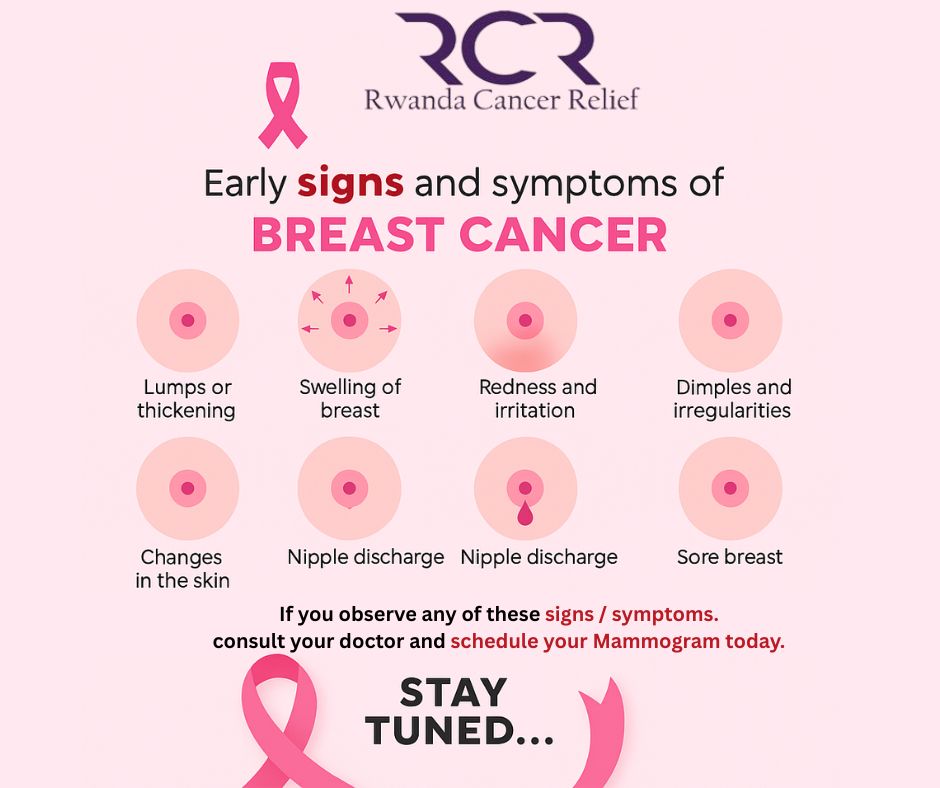 Hey, sis! 💬
Have you checked your breasts lately?
Knowing the early signs of breast cancer can save your life and someone else’s too. 💖
Let’s talk, share, and screen!
#PinkOctober #RwandaCancerRelief #ThinkPink