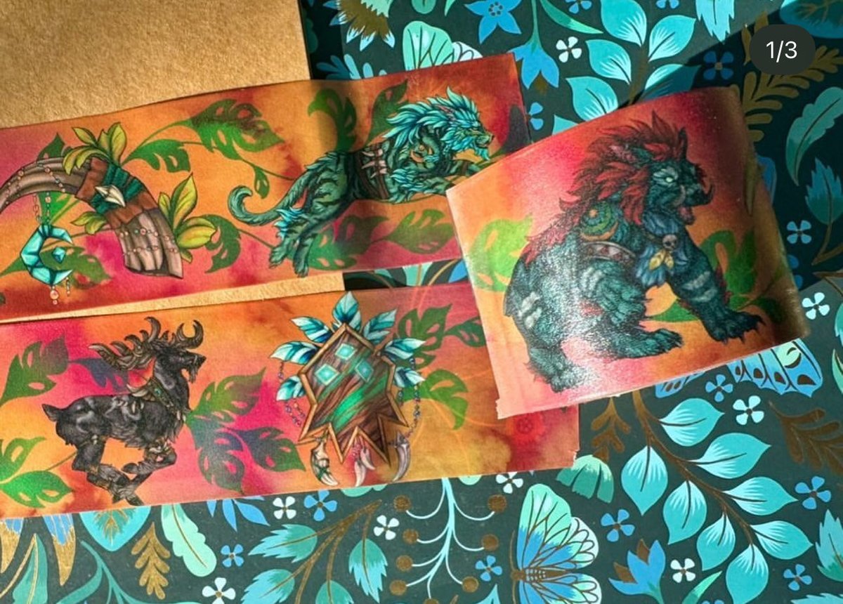 KatMewkitty's tweet photo. Troll Druid Washi Tape 🌵
My new design featuring the troll Druid forms with various little trinkets and plants. Measuring 4cm in width, each roll contains 10m of tape. #aarcraftart https://t.co/c6VgW7sqlA