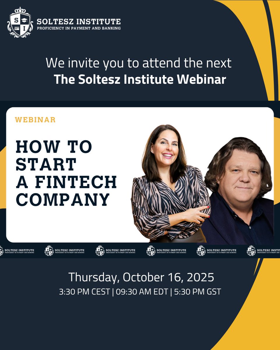🚀 Thinking of launching a fintech?

Join Viktoria Soltesz &amp; Julian Goffin this Thu, Oct 16, 3:30 PM CEST for a free webinar on what it really takes to build a fintech from scratch.

💡 Licensing, monetization, product strategy &amp; more.

🔗 Save your spot: linkedin.com/events/7383858…